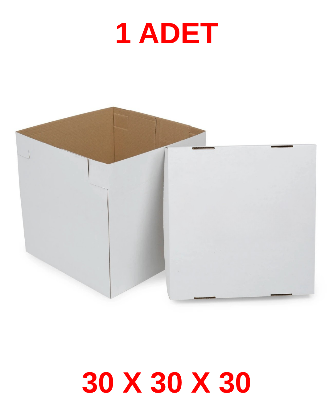 30 X 30 X 30 BEYAZ PASTA TAŞIMA KUTUSU KRAFT BUTİK PASTA KUTUSU