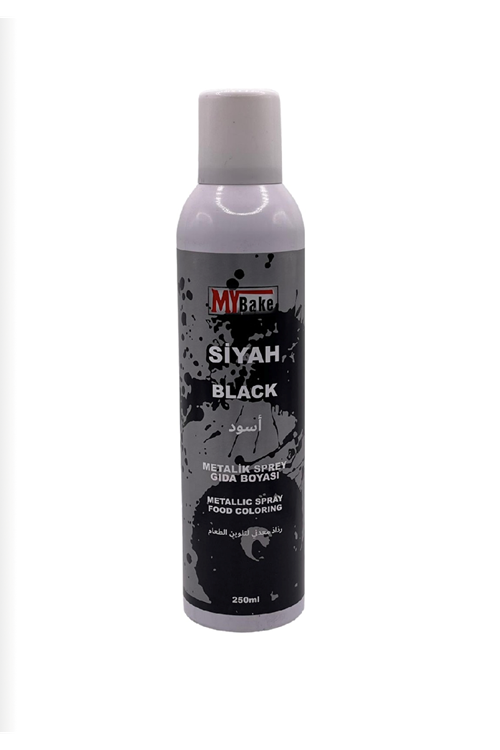 SİYAH METALİK SPREY BOYA 250 ML GIDA BOYASI MY BAKE
