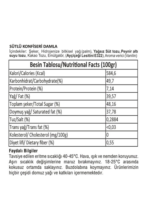 Cocomeks Sütlü Konfiseri Damla Çikolata 1 KG