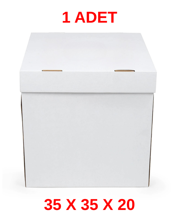 35 X 35 X 20 BEYAZ PASTA TAŞIMA KUTUSU KRAFT BUTİK PASTA KUTUSU