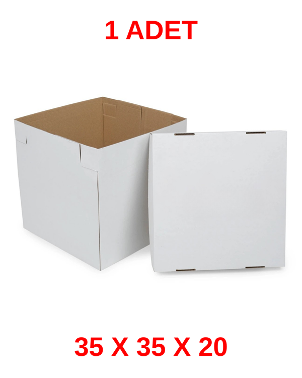 35 X 35 X 20 BEYAZ PASTA TAŞIMA KUTUSU KRAFT BUTİK PASTA KUTUSU