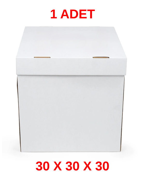 30 X 30 X 30 BEYAZ PASTA TAŞIMA KUTUSU KRAFT BUTİK PASTA KUTUSU