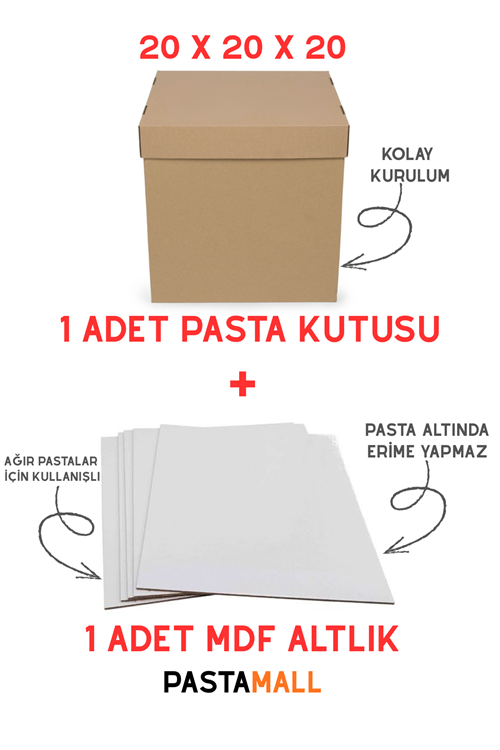 20X20X20 ESMER PASTA KUTUSU VE MDF PASTA ALTLIĞI TAKIM 1' ER ADET