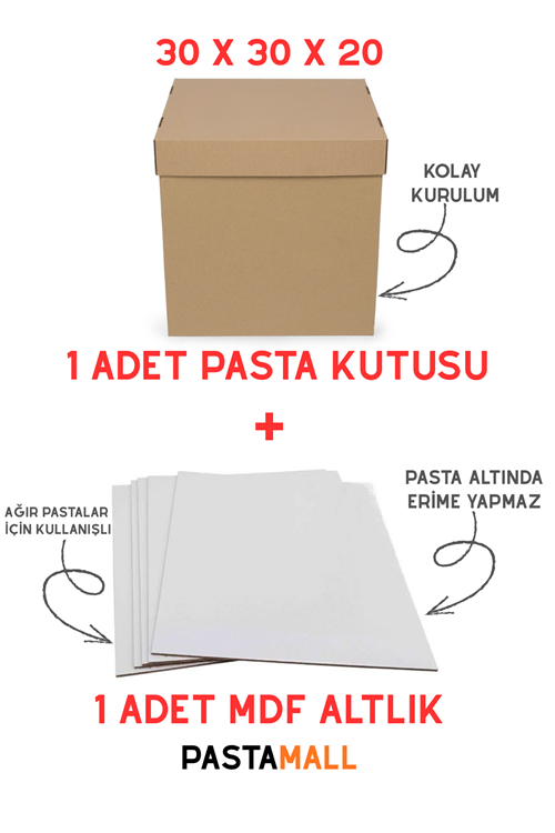30X30X20 ESMER PASTA KUTUSU VE MDF PASTA ALTLIĞI TAKIM 1' ER ADET